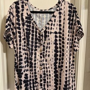 SHEIN Black and Pale Pink Button Down Shirt